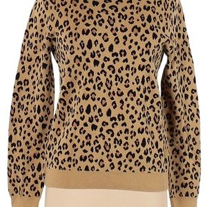 Women’s J.Crew Leopard Print Teddie Sweater Size Medium